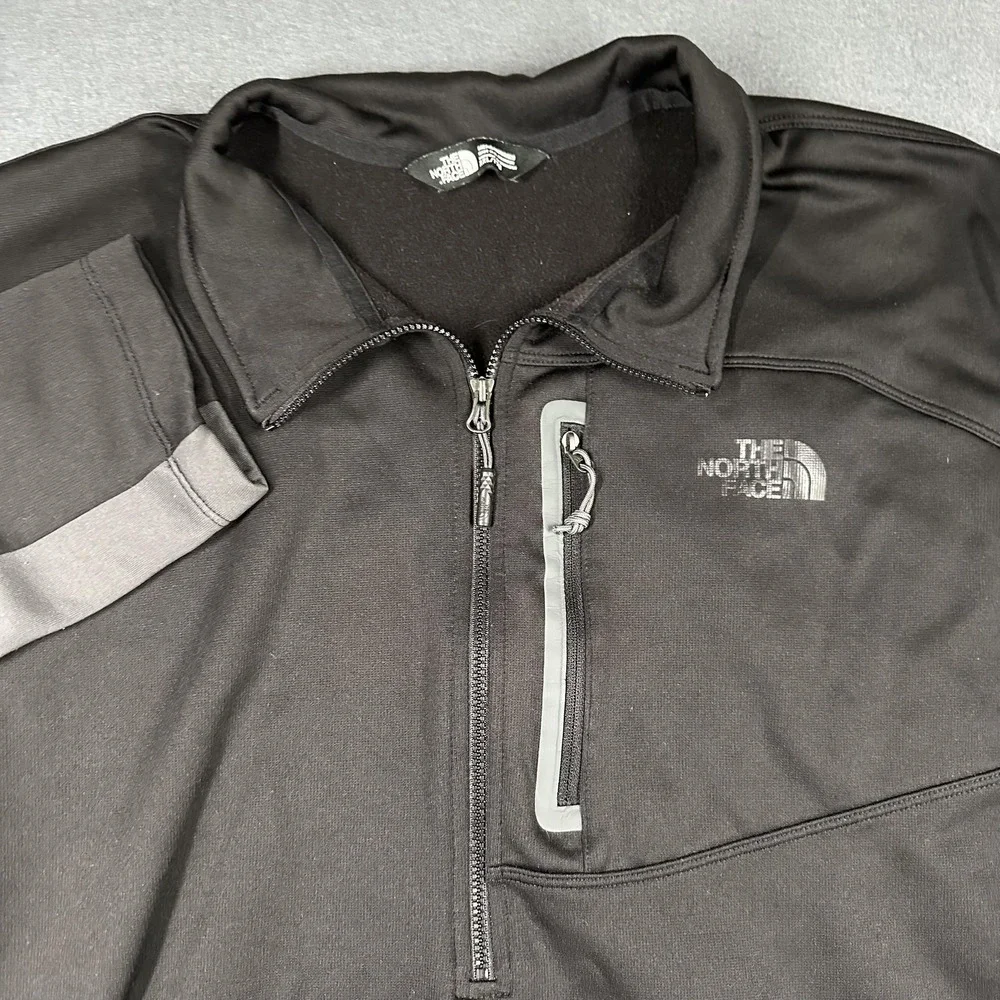 The North Face Pullover Mens 2XL Black 1/4 Zip Mock Neck Fleece Stretch CUGO